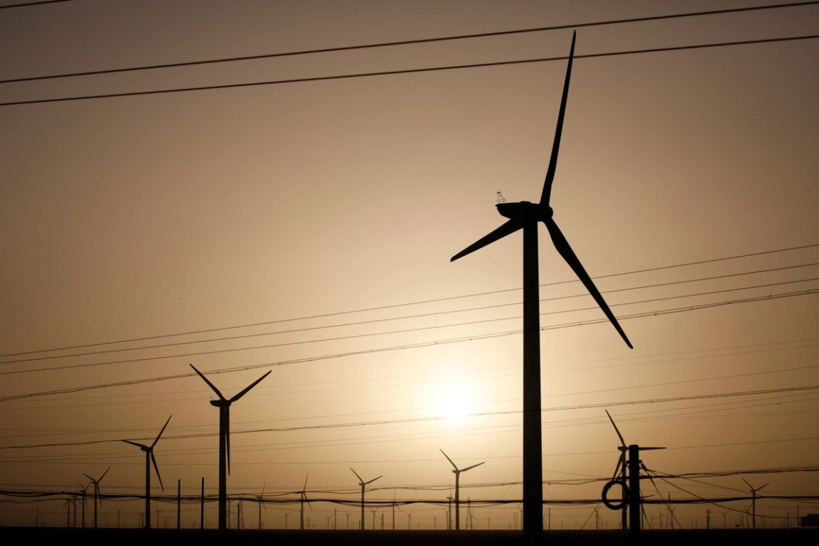 Wind turbines in China.