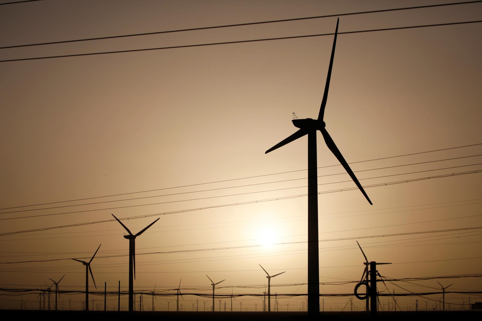 Wind turbines in China.
