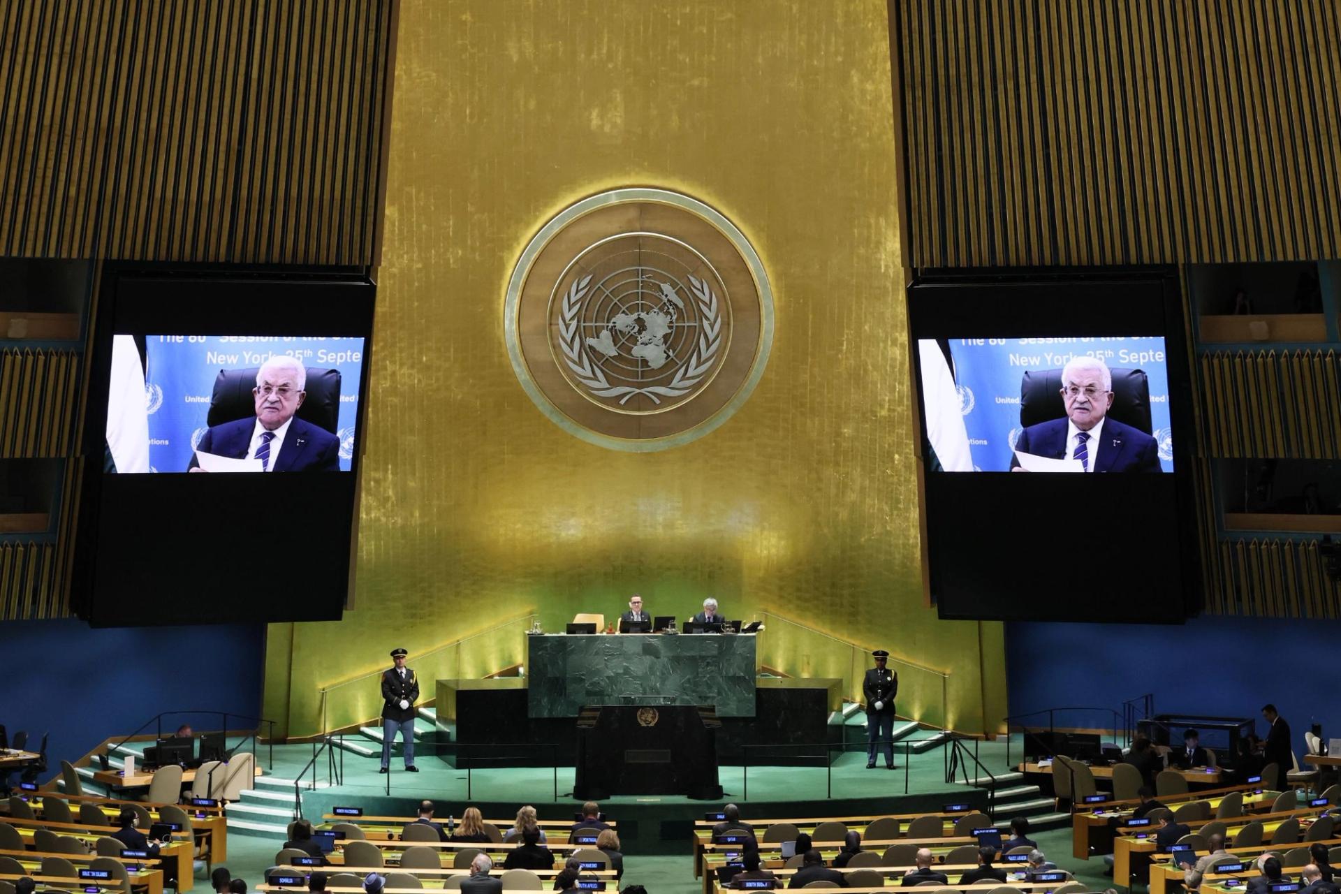 Palestinian Authority president Mahmoud Abbas delivers a virtual address at UNGA.