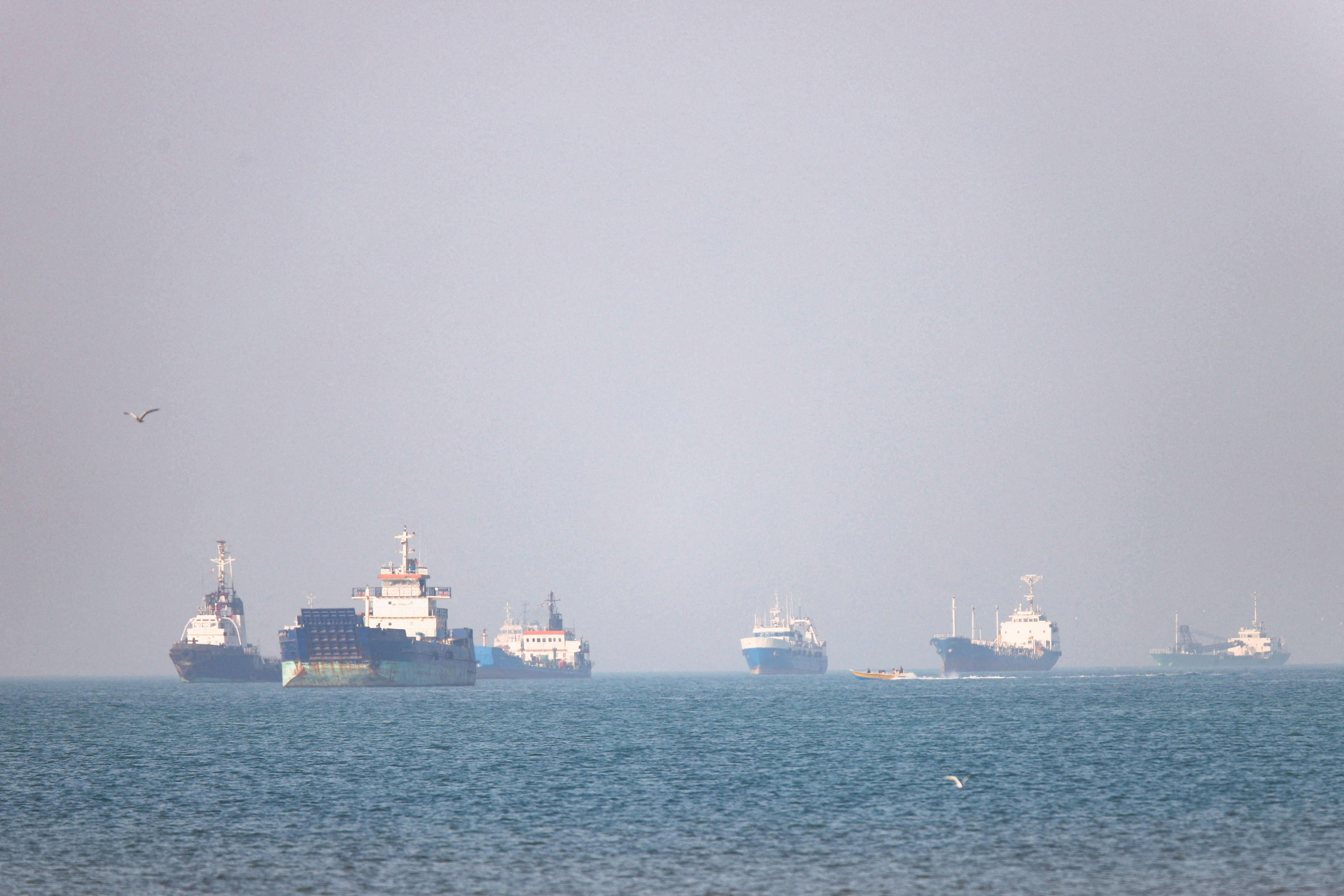 Ships in the Strait of Hormuz.