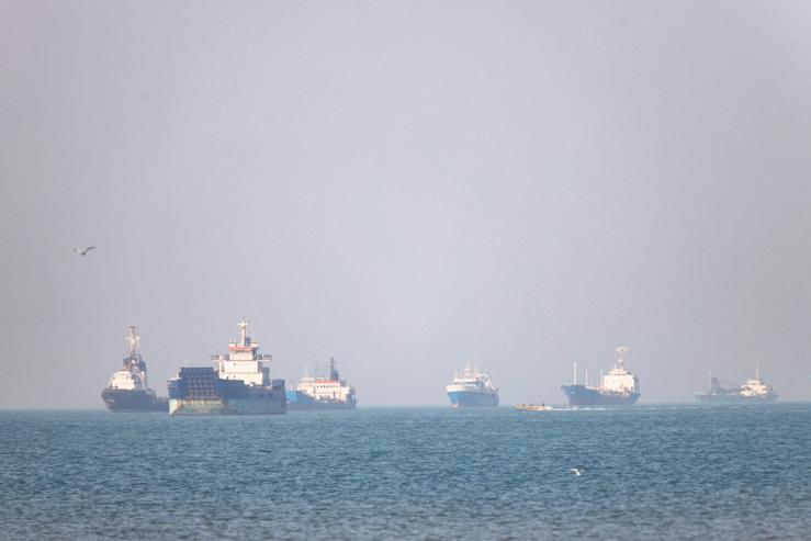 Ships in the Strait of Hormuz.