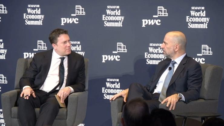 Semafor’s Ben Smith and Uber CEO Dara Khosrowshahi.