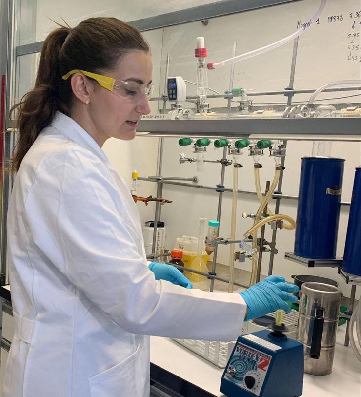 Marie Perrin, doctoral student at the Swiss Federal Institute of Technology (ETHZ) works in her lab.
