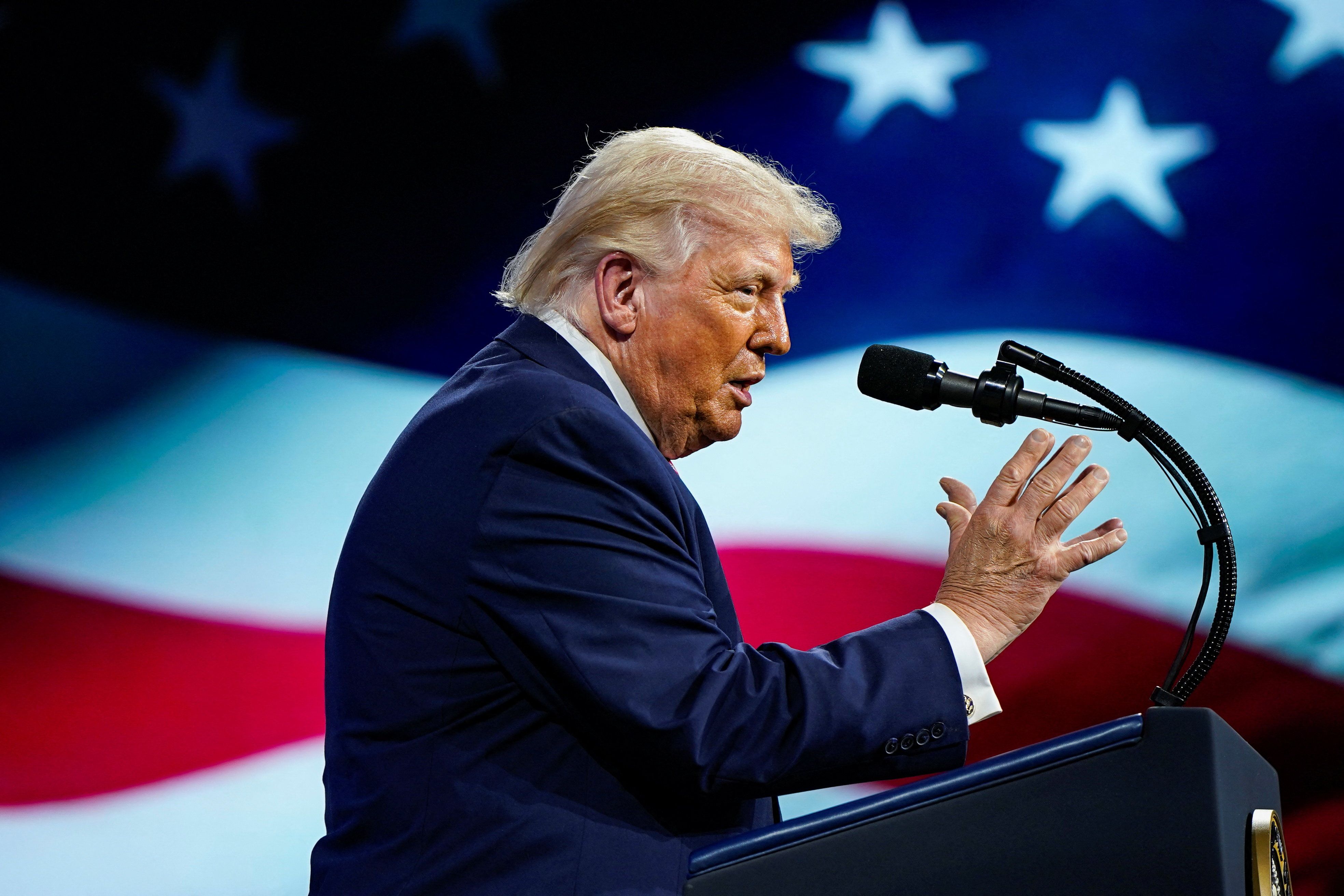 US President Donald Trump speaking at FII in Miami.