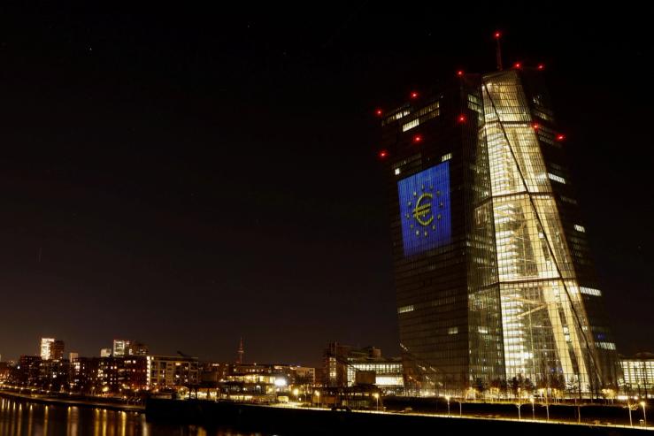 The facade of the European Central Bank.