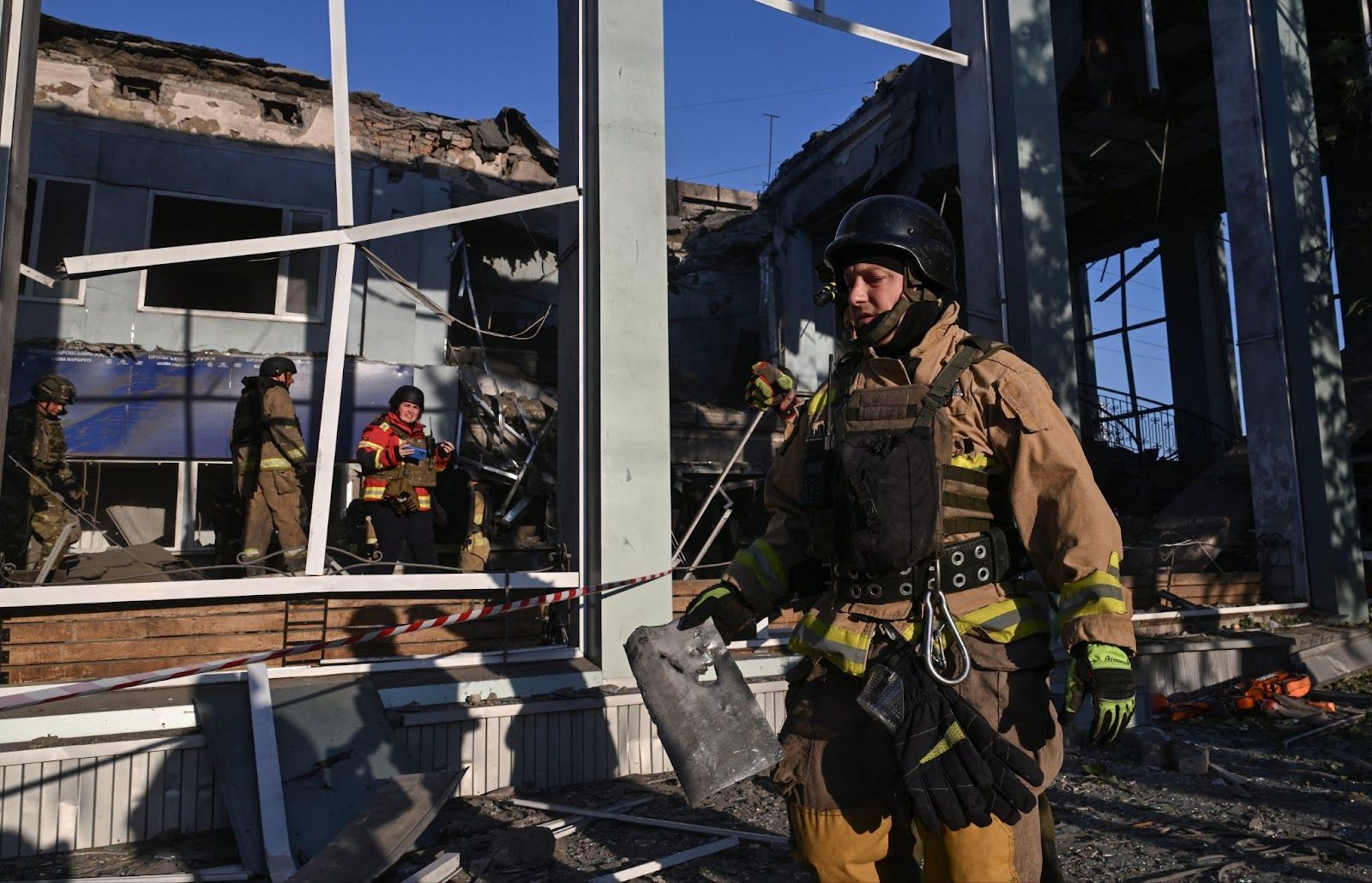 The aftermath of a Russian strike on Ukraine. 