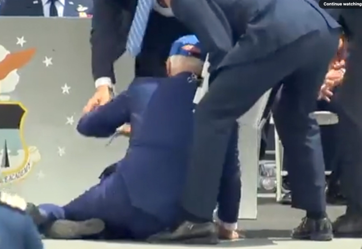 U.S. President Joe Biden falls at the U.S. Air Force Academy graduation ceremony.