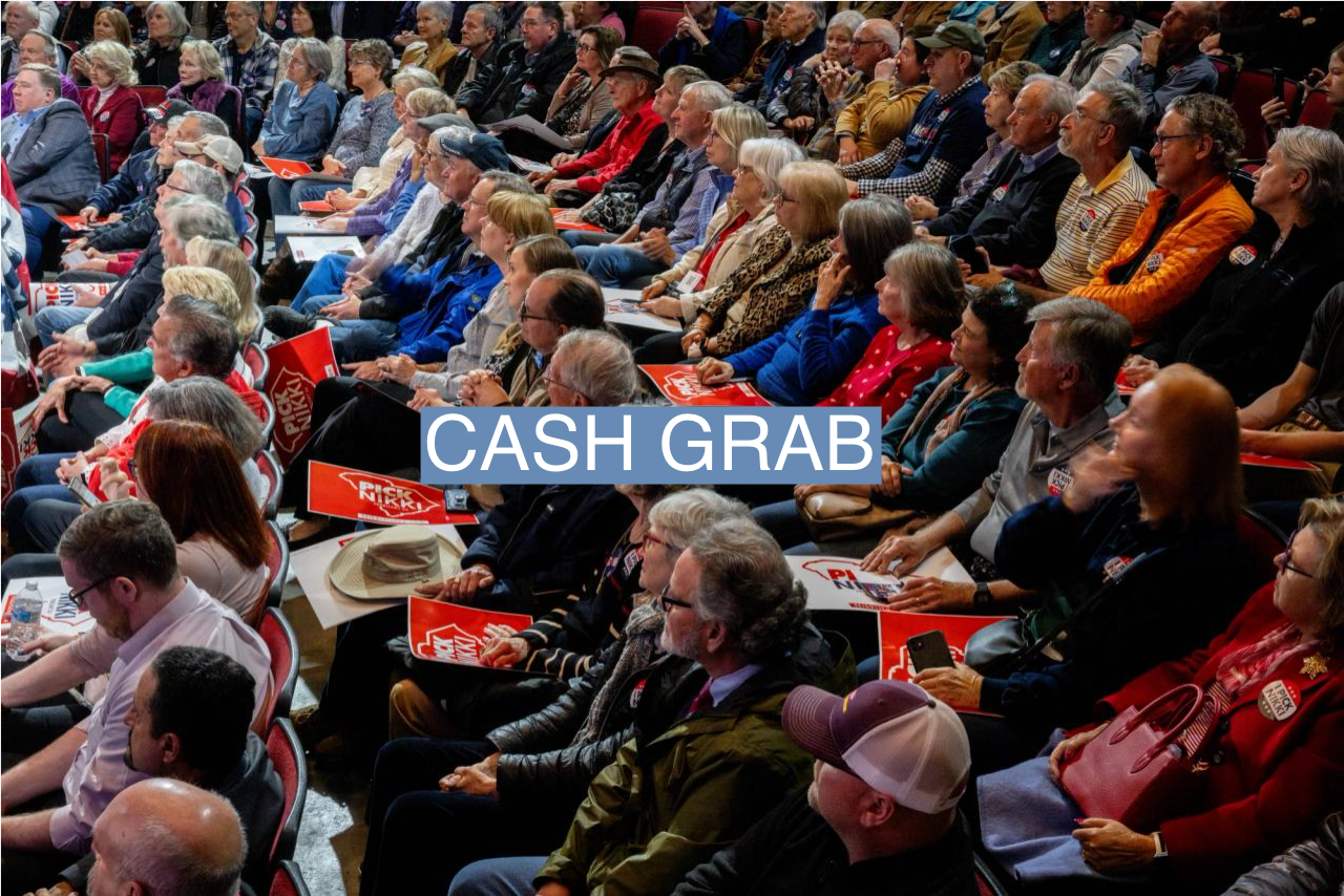 The crowd listens as Republican presidential candidate and former U.N. Ambassador Nikki Haley speaks during a campaign rally at the University of South Carolina - Aiken on Feb. 5, 2024, in Aiken, S.C. 