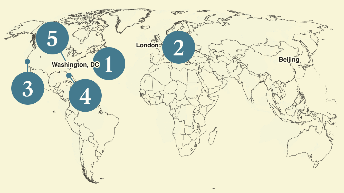 A map of the world.