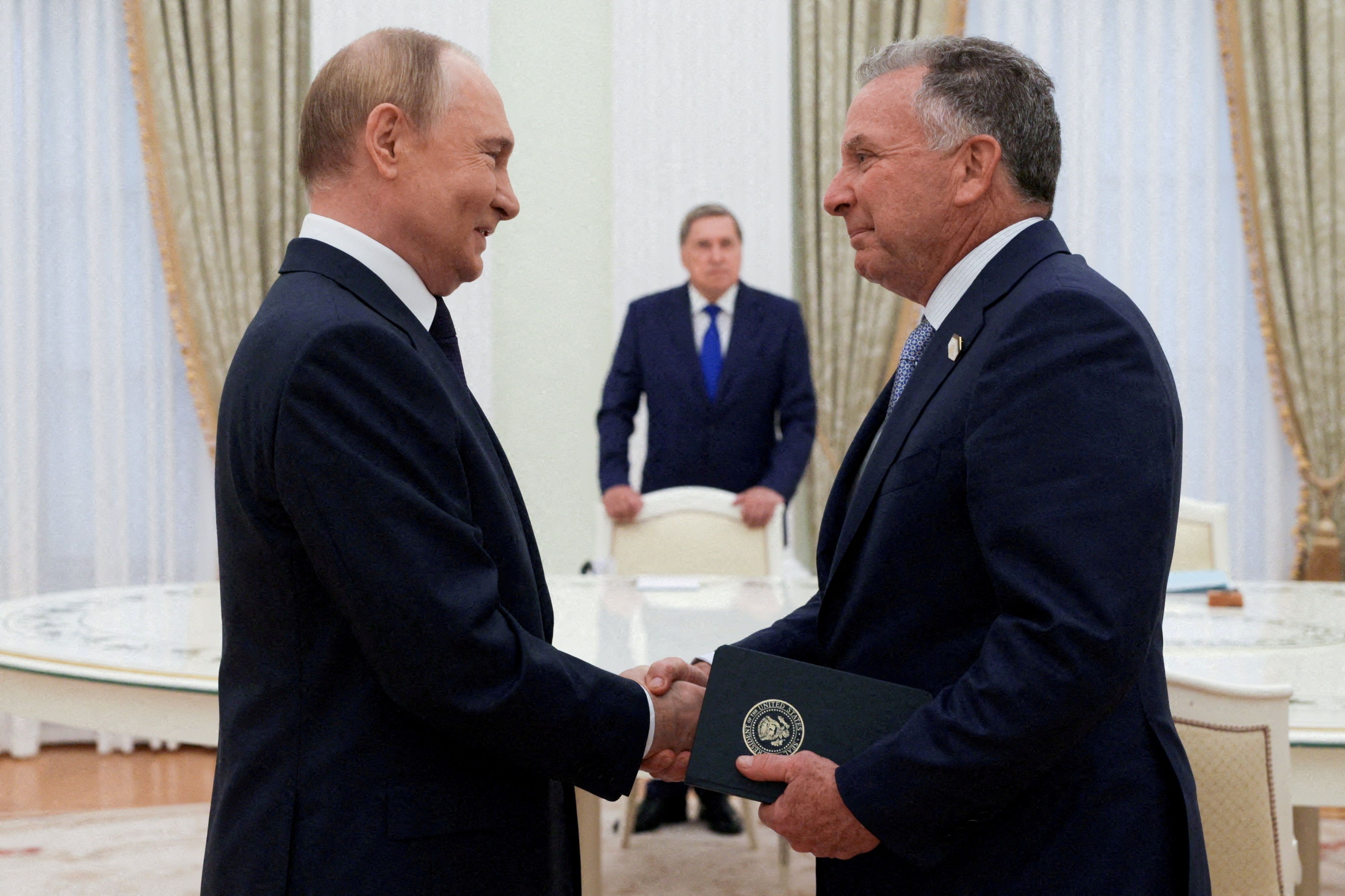 Russian President Vladimir Putin welcomes U.S. President Donald Trump’s envoy Steve Witkoff.