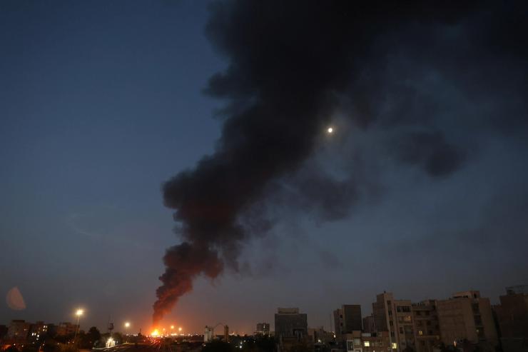 Fire of Israeli attack on Tehran Oil Refinery.