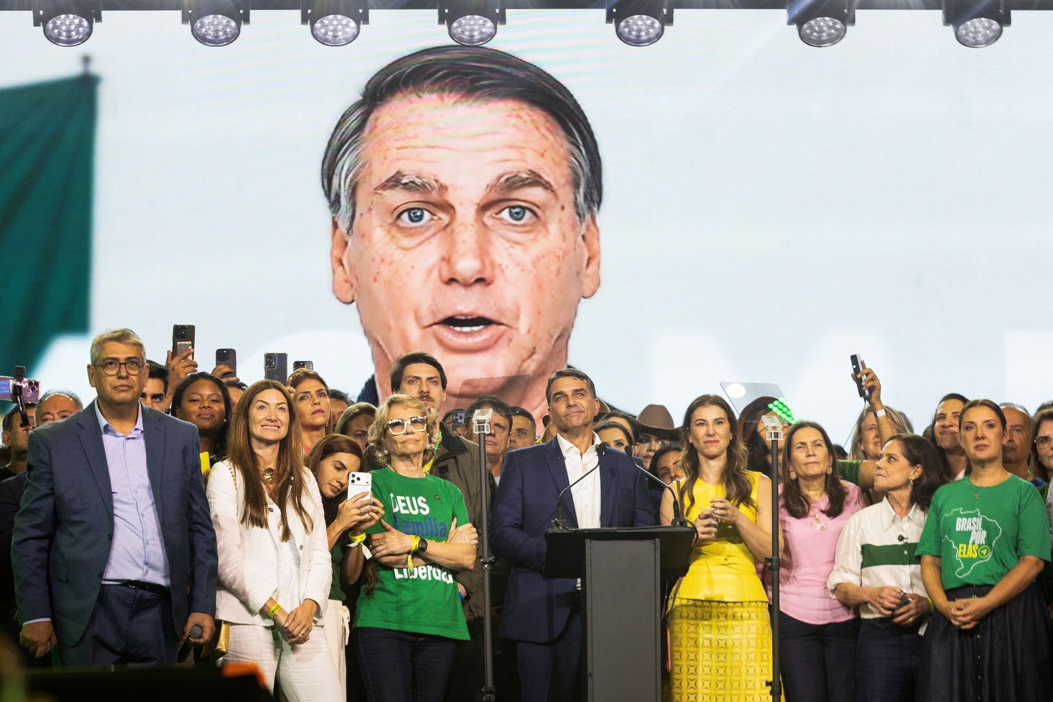 An AI-made video showing former President of Brazil Jair Bolsonaro at the national convention of the Liberal Party in São Paulo. 
