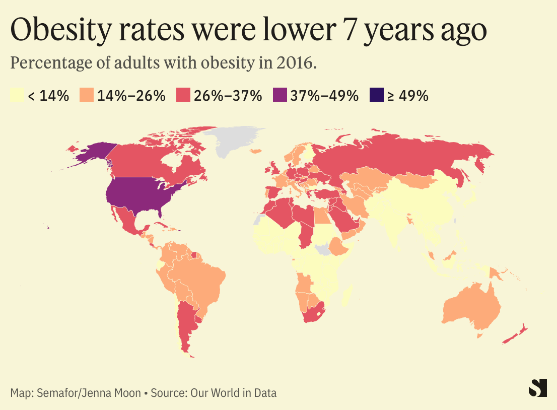 The Global Obesity Crisis Explained In Three Maps | Semafor