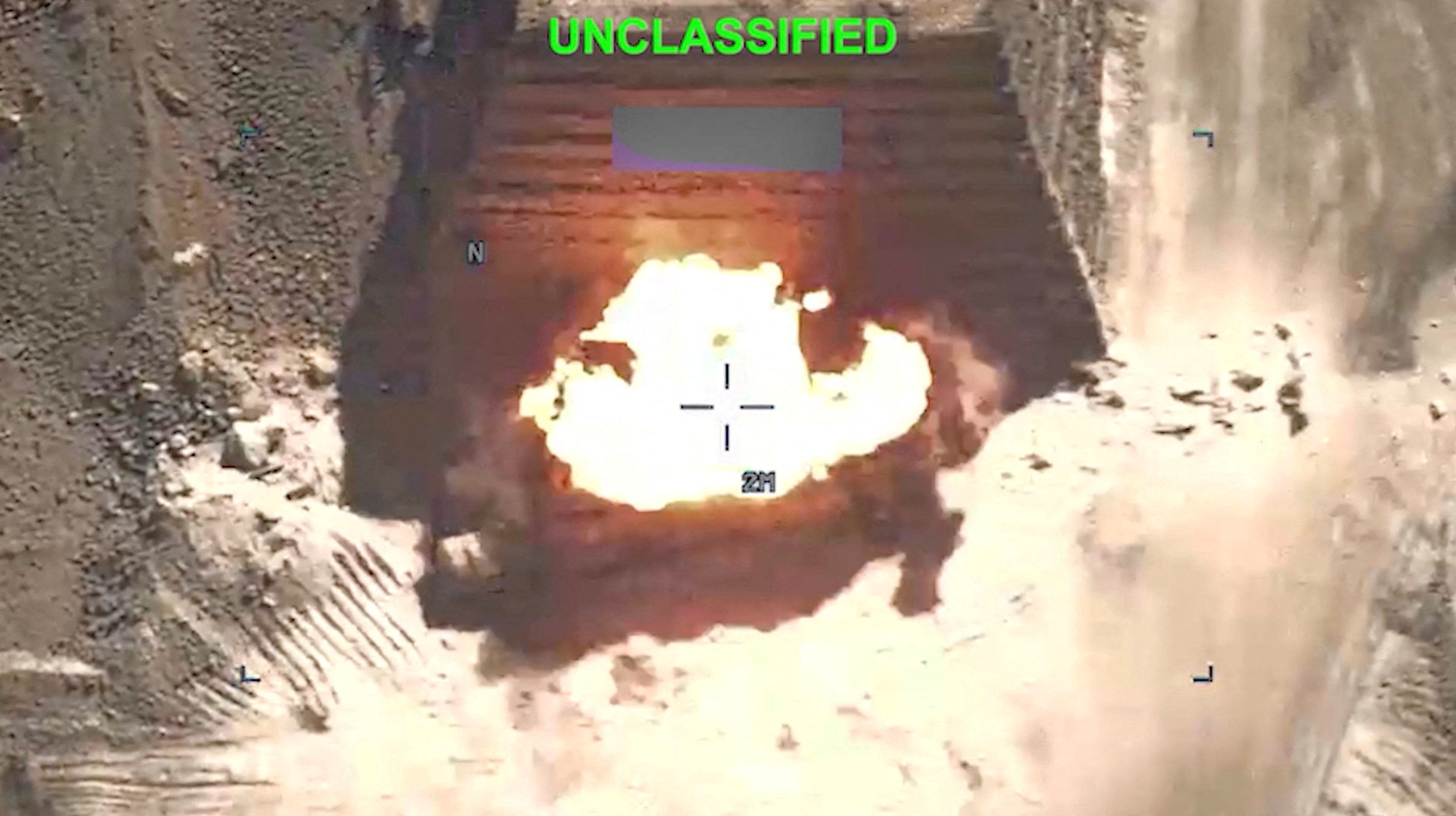 An explosion at an unknown location during strikes on Iran
