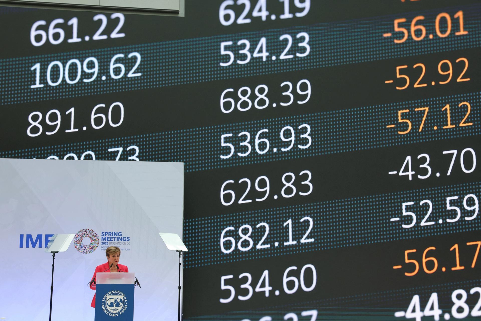 International Monetary Fund (IMF) Managing Director Kristalina Georgieva delivers remarks on the global economy, ahead of the IMF/World Bank Spring Meetings.
