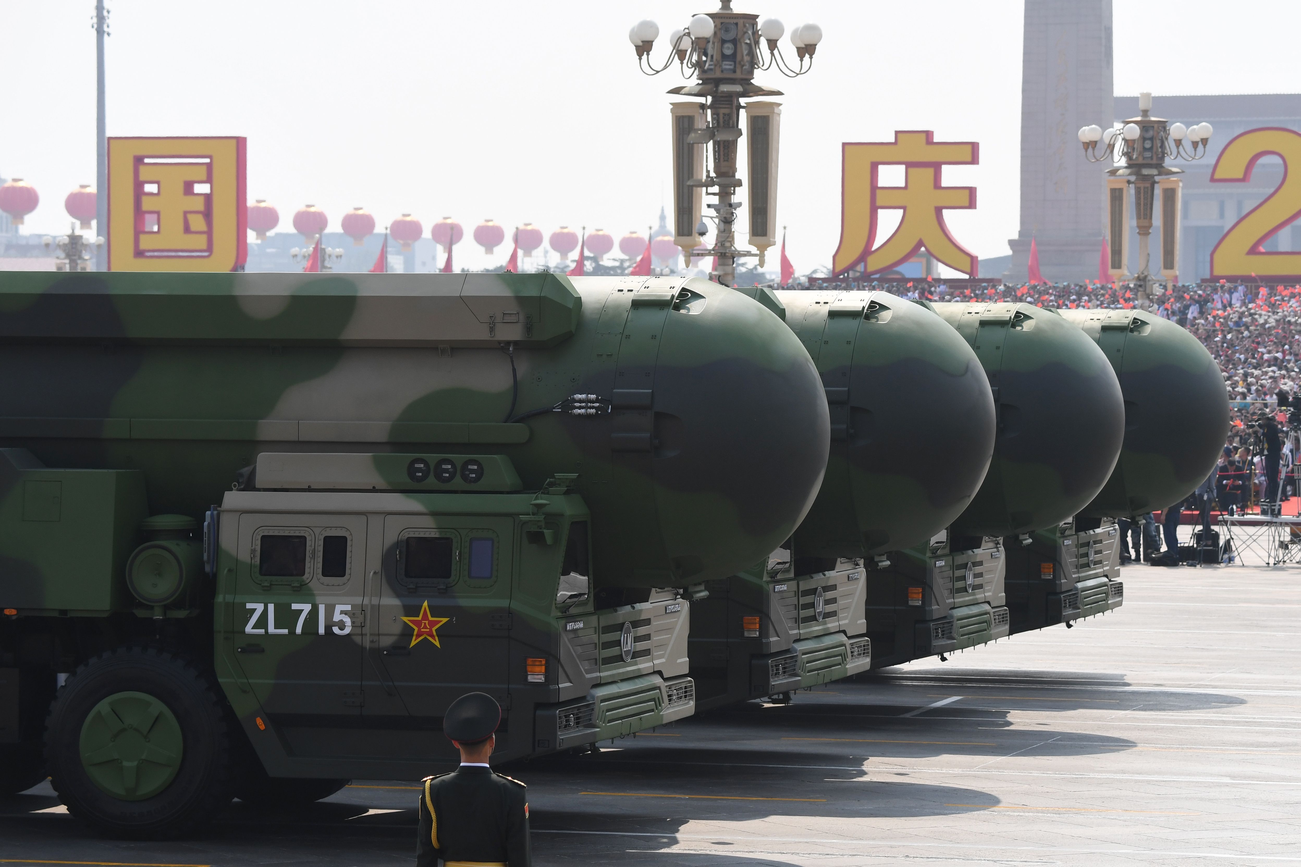 China’s DF-41 nuclear-capable intercontinental ballistic missiles are seen during a military parade at Tiananmen Square in Beijing on October 1, 2019, to mark the 70th anniversary of the founding of the People’s Republic of China.
