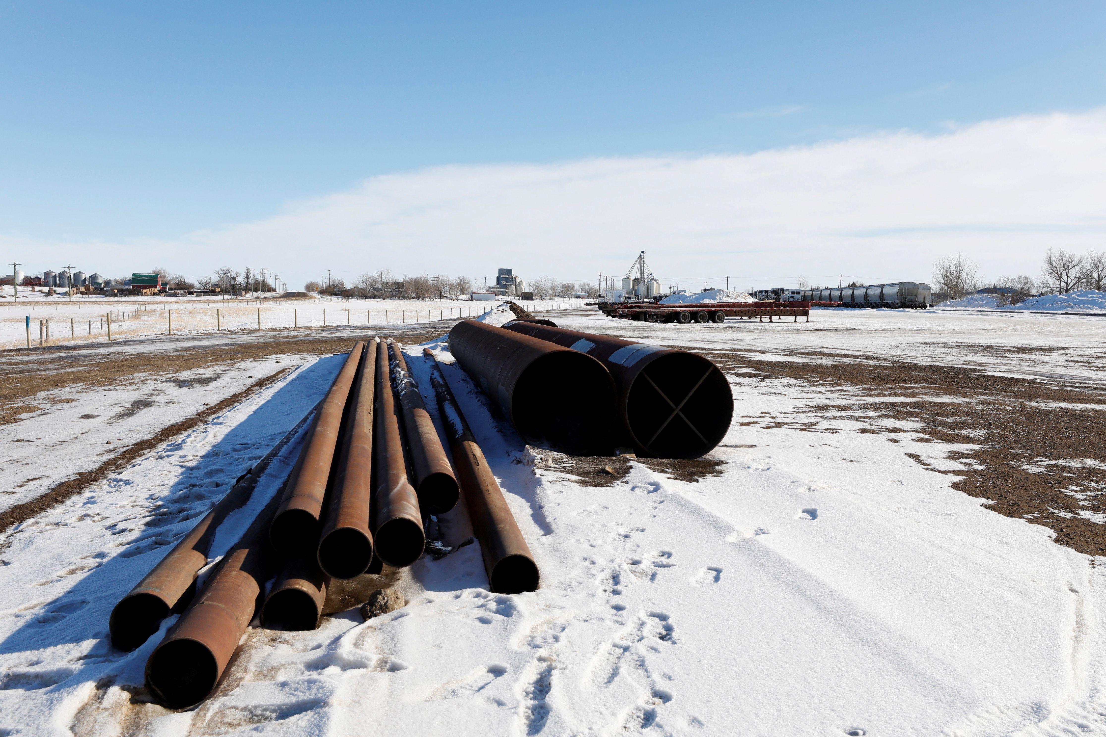 A supply depot servicing the Keystone XL crude oil pipeline.