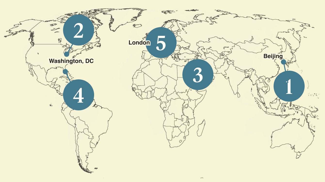 A map of the world.