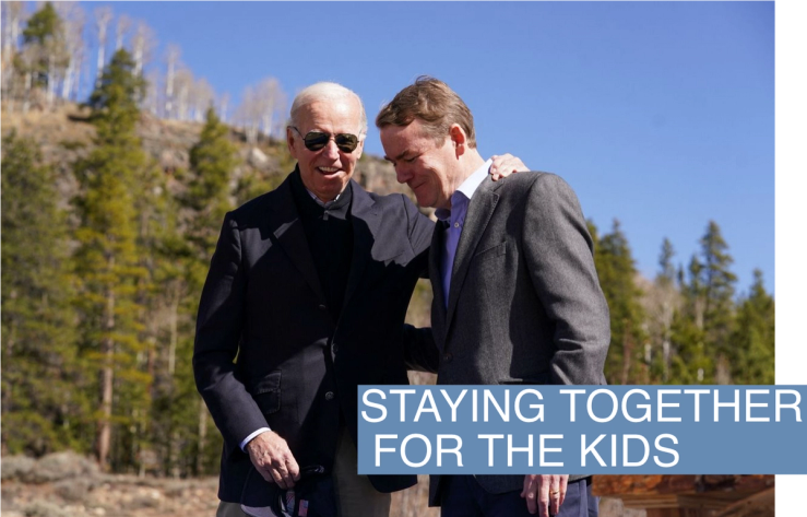 U.S. President Joe Biden stands with U.S. Senator Michael Bennet (D-CO) during a ceremony to designate Camp Hale, a World War II training site used by the Army’s 10th Mountain Division, as a new National Monument in Leadville, Colorado, U.S., October 12, 2022.