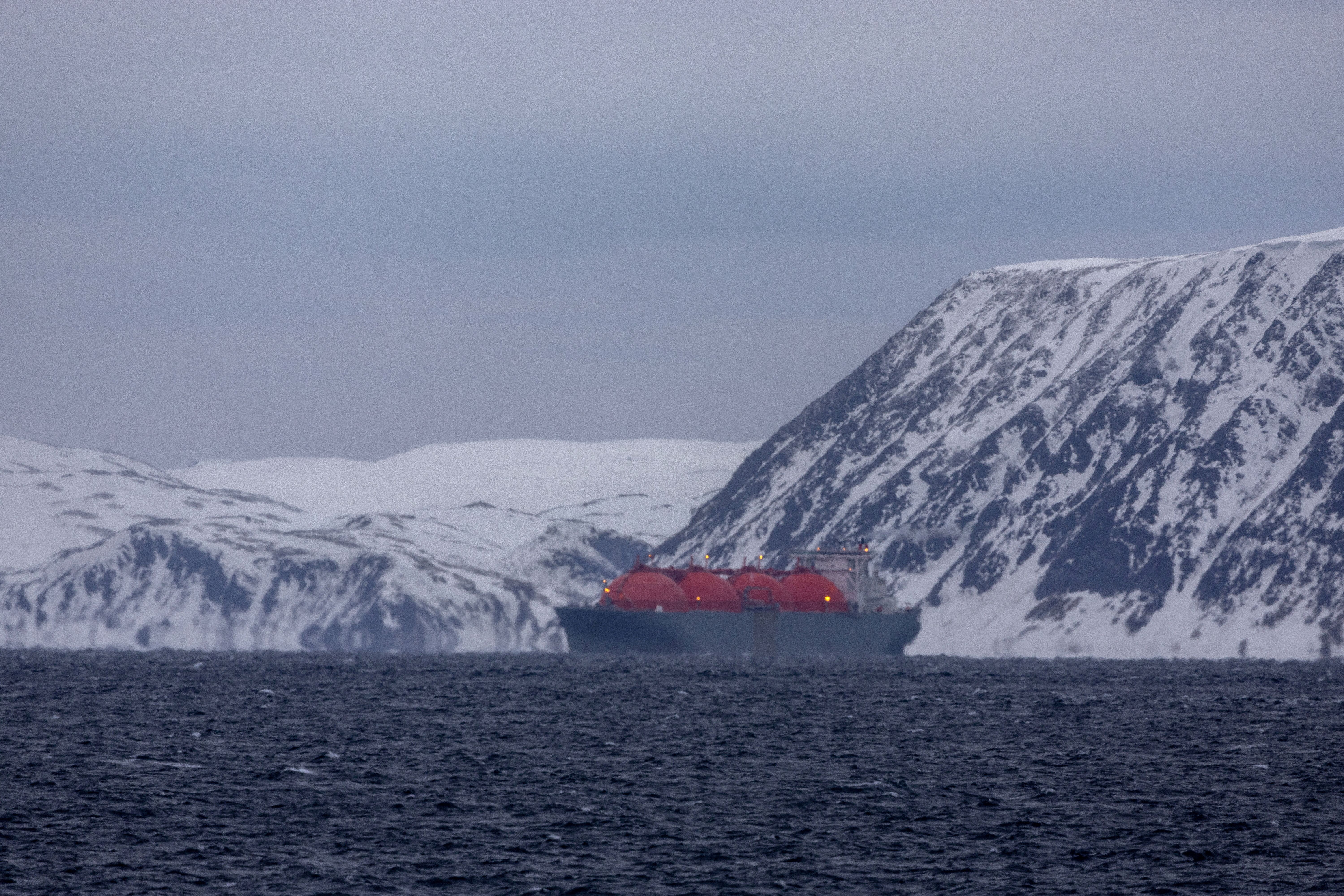 An LNG tanker waits to dock at Western Europe’s largest LNG plant in Norway. 