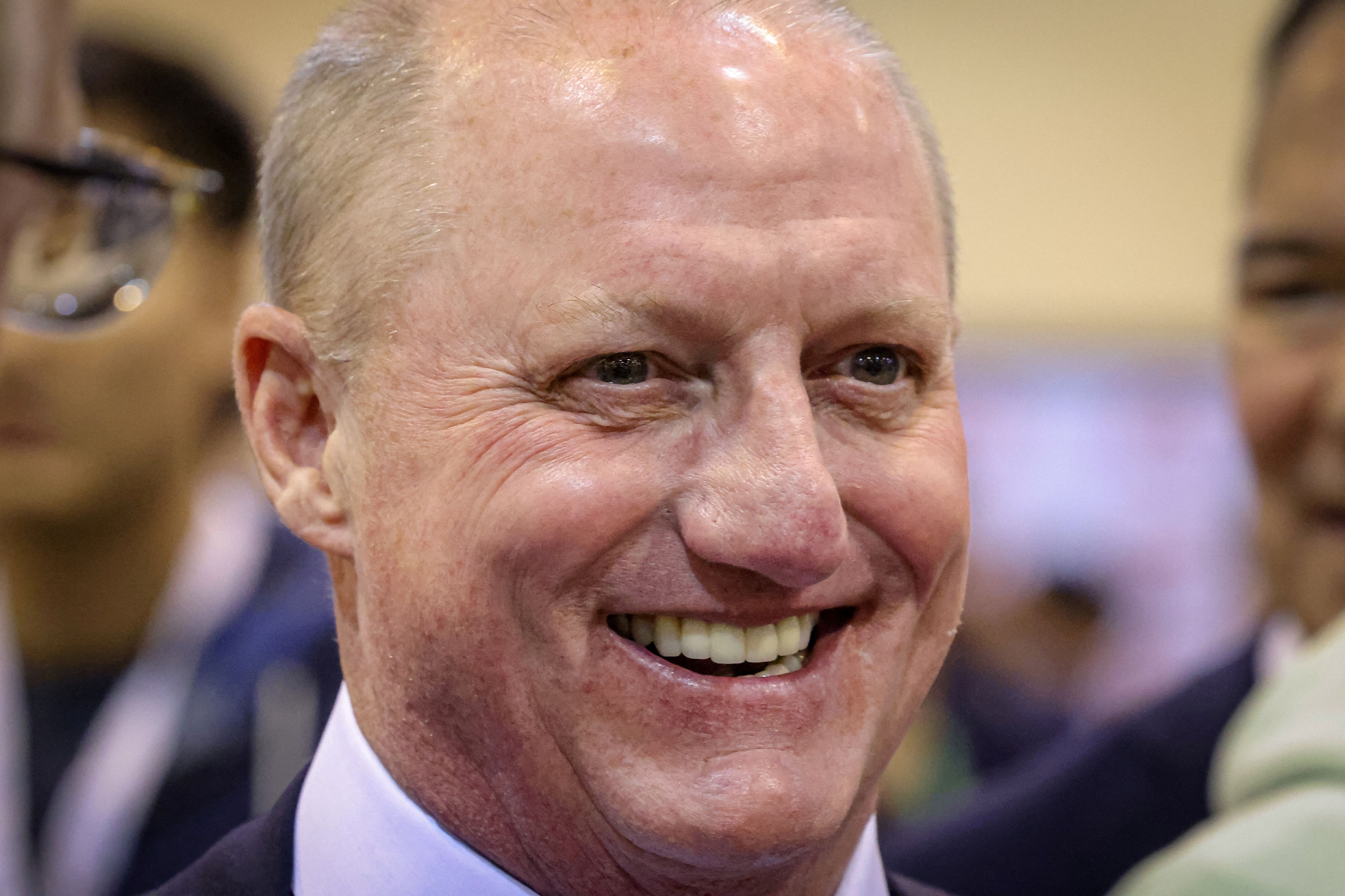 Berkshire Vice Chairman Greg Abel speaks with shareholders during the Berkshire Hathaway Inc. annual shareholders’ meeting, in Omaha, Nebraska, U.S., May 2, 2025.