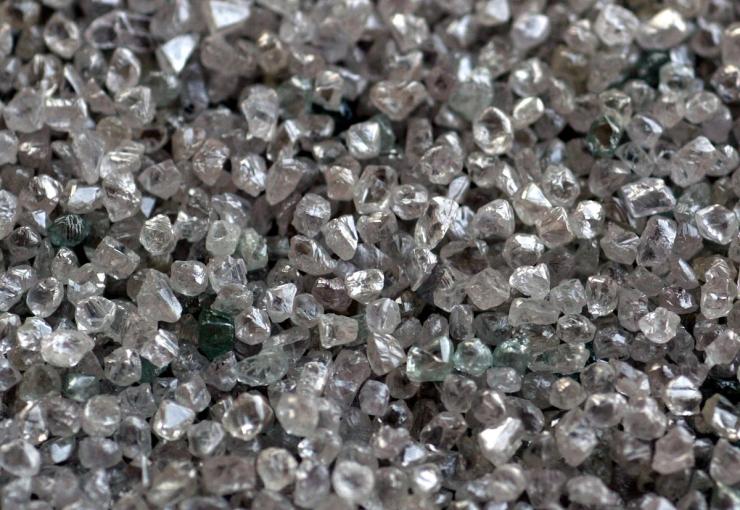 Rough diamonds during their sorting process are seen at the Botswana Diamond Valuing Company in Gaborone.