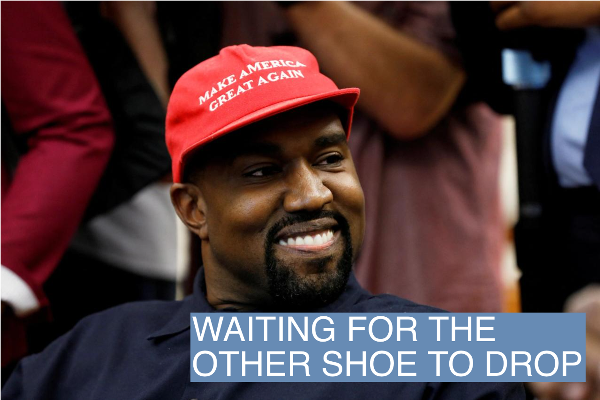 Rapper Kanye West smiles during a meeting with U.S. President Donald Trump to discuss criminal justice reform at the White House in Washington, U.S