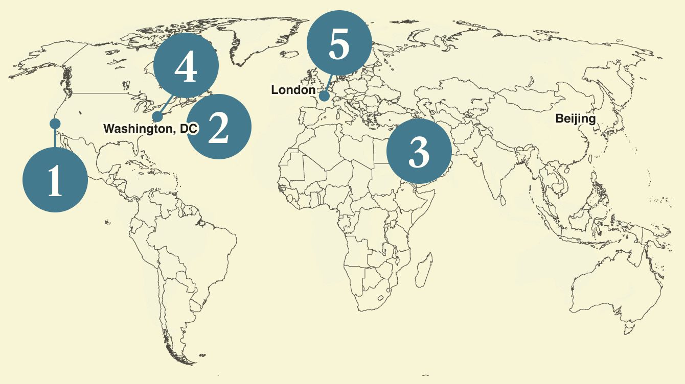 A map of the world.