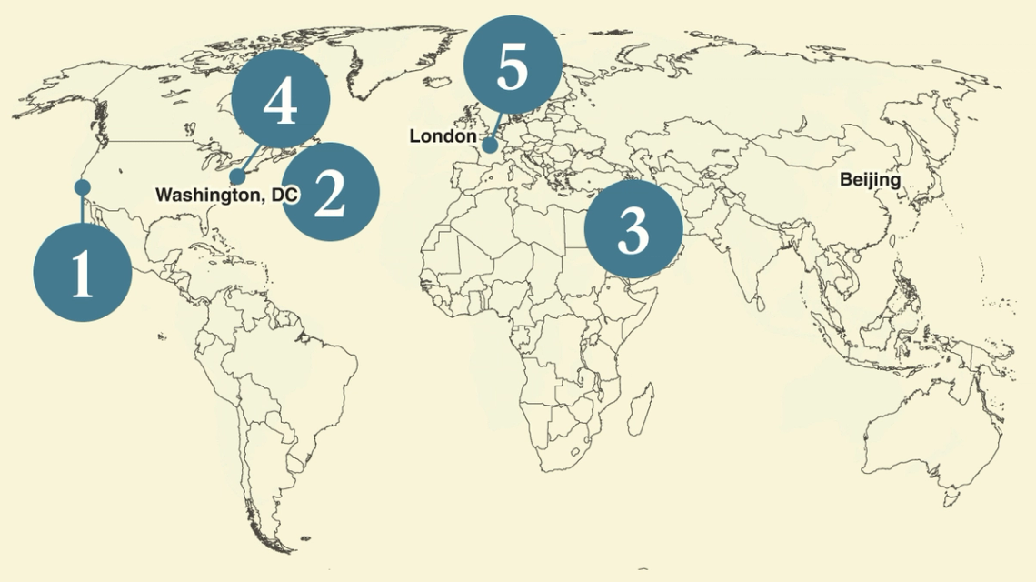 A map of the world.