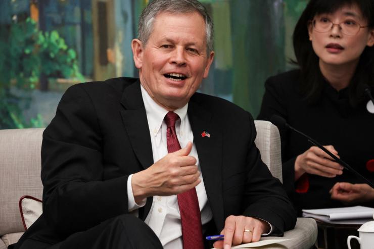 Outgoing Sen. Steve Daines, R-Mont., during a congressional delegation to China.