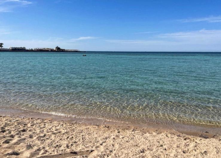 A view of the beach next to area of Hurghada, Egypt.