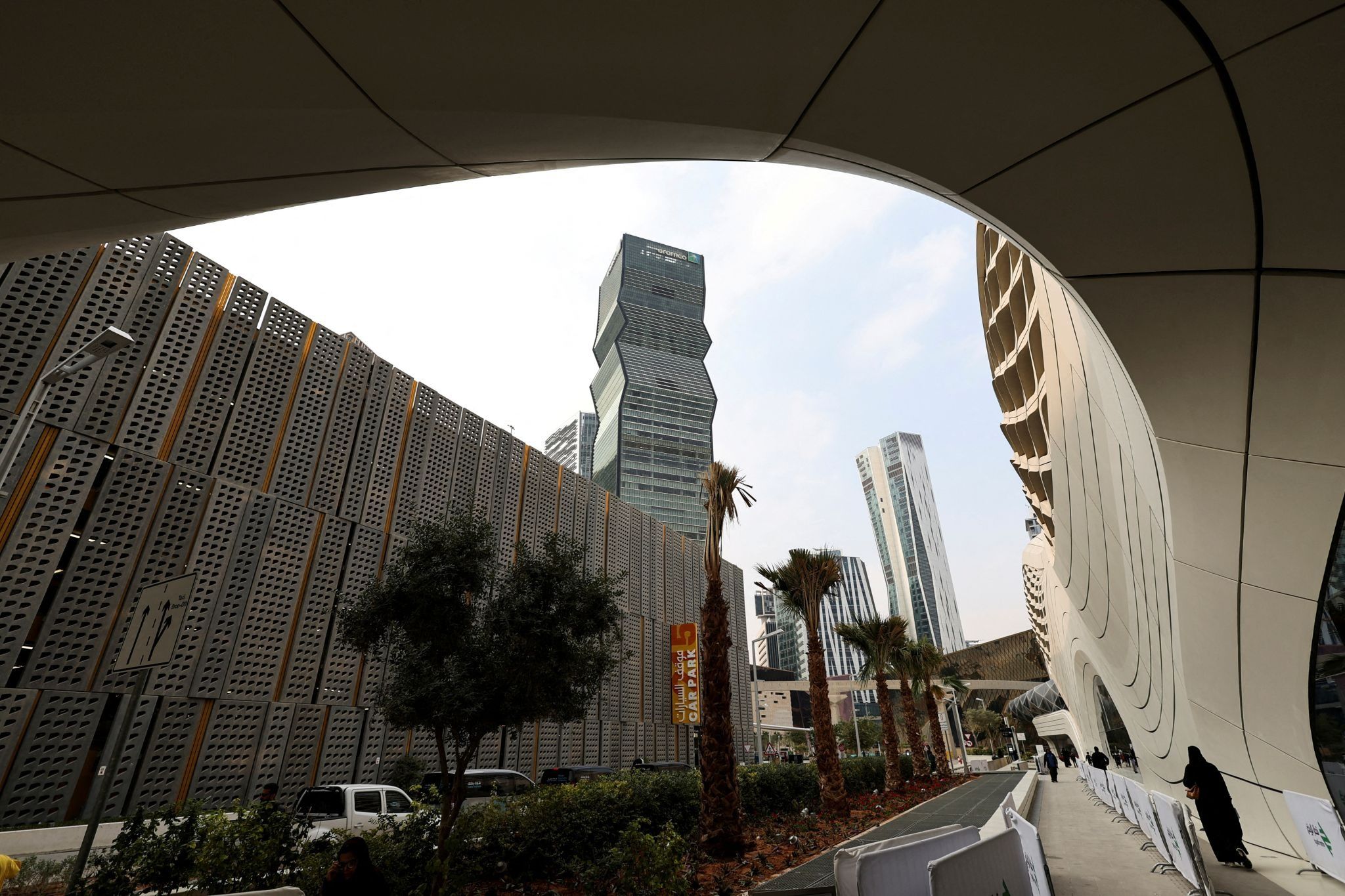 General view shows the King Abdullah Financial District Metro Station in Riyadh
