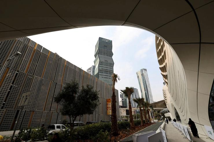 General view shows the King Abdullah Financial District Metro Station in Riyadh