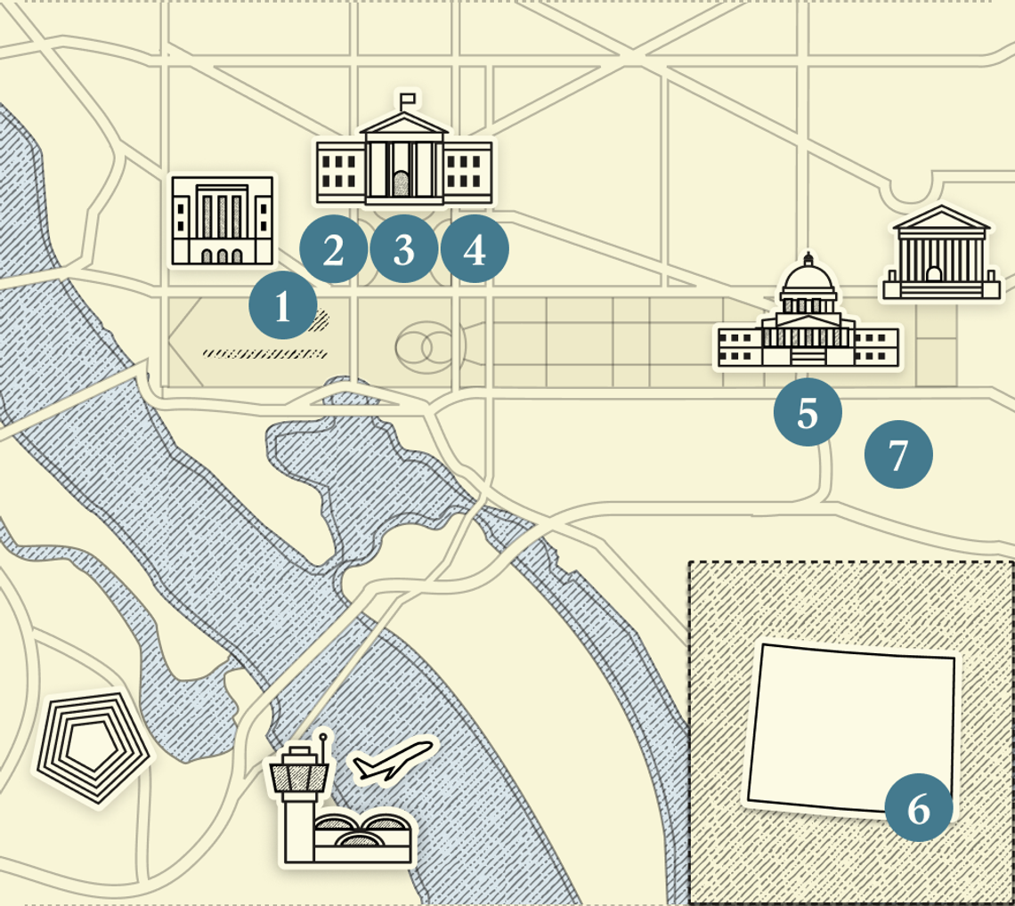 A numbered map of DC.