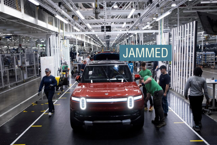 Workers assemble second-generation R1 vehicles at electric auto maker Rivian’s manufacturing facility in Normal, Illinois