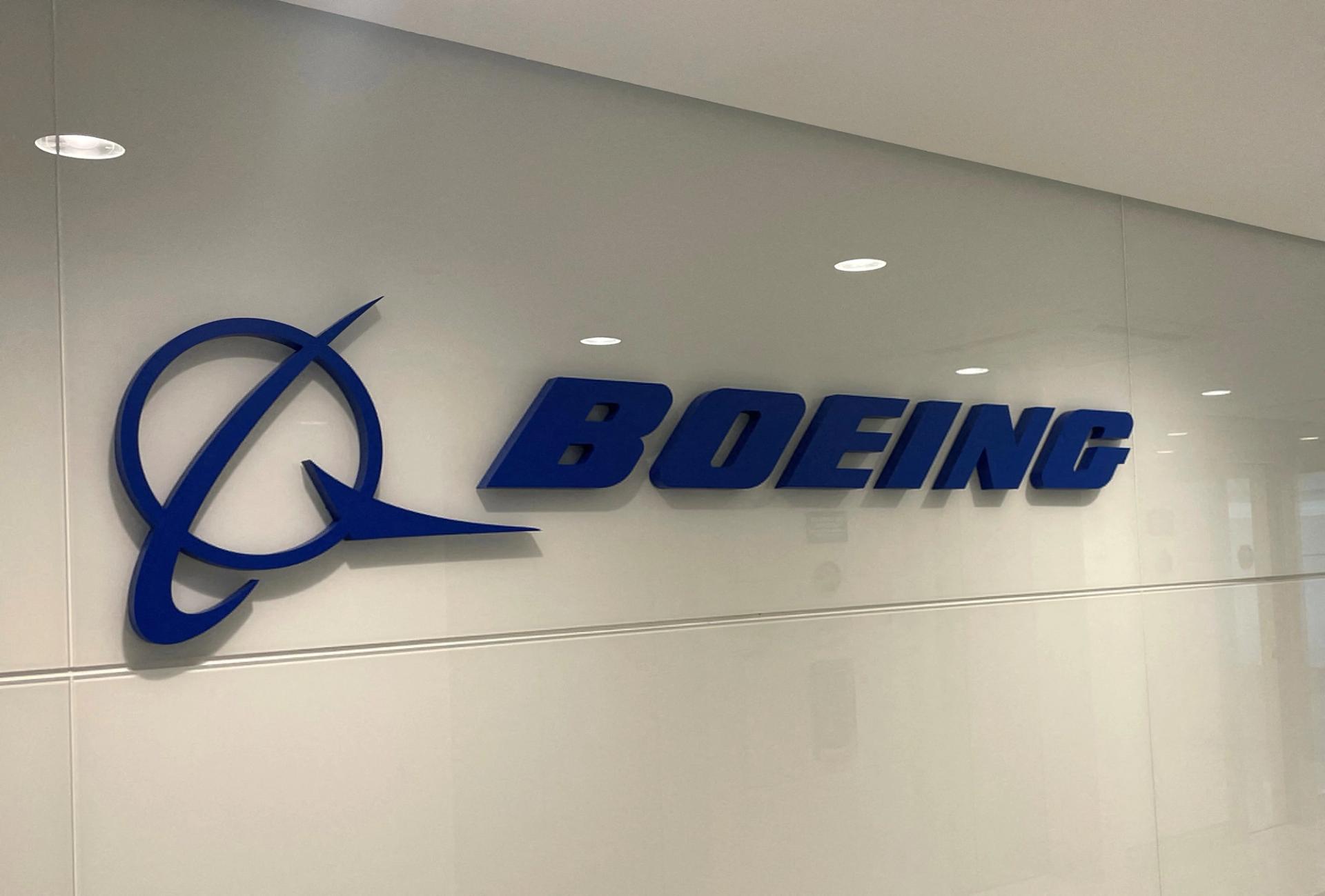 FILE PHOTO: A Boeing logo is seen at the company's technology and engineering center in Sao Jose dos Campos, Sao Paulo state, Brazil October 10, 2023. REUTERS/Gabriel Araujo/File Photo