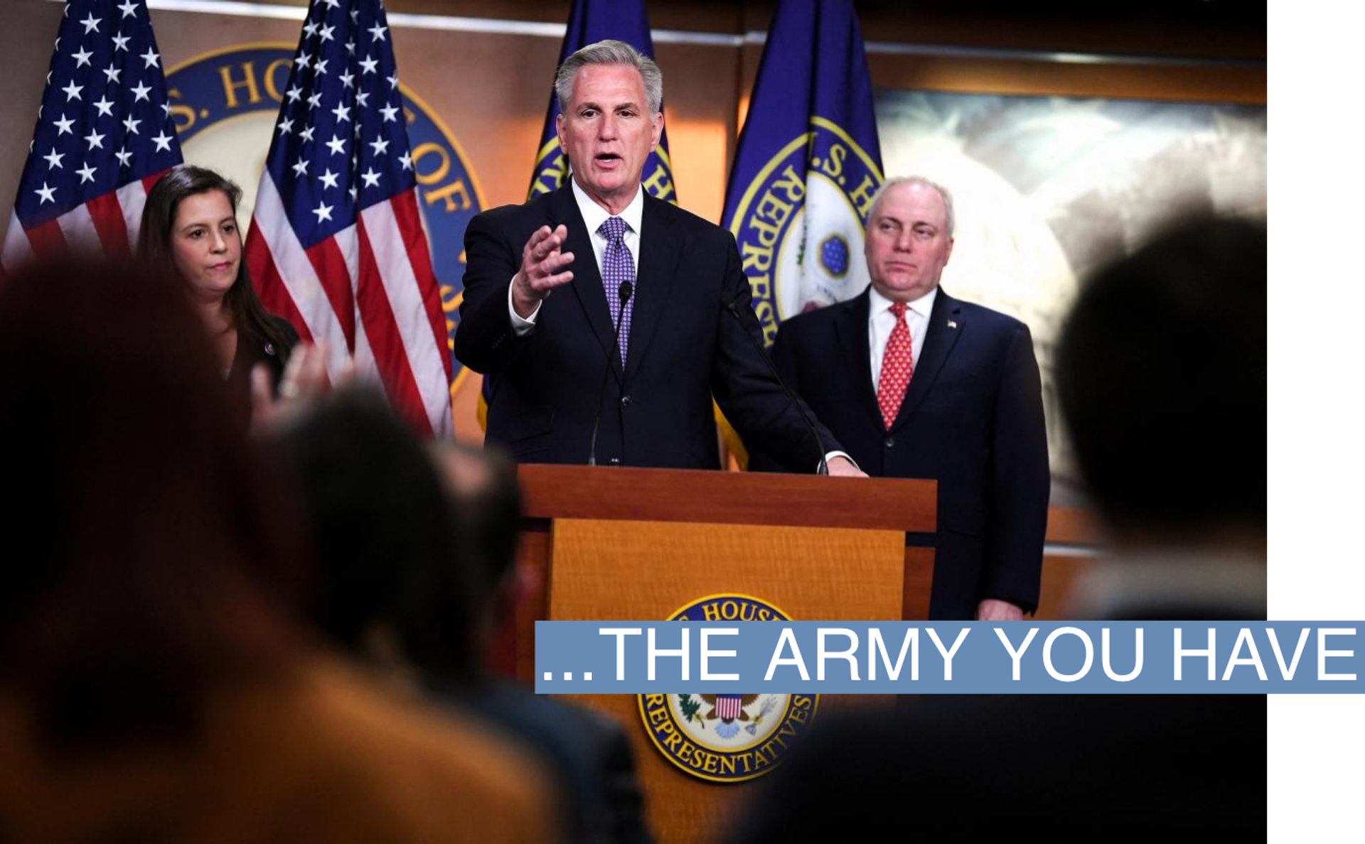 Minority Leader Kevin McCarthy at a press conference. 