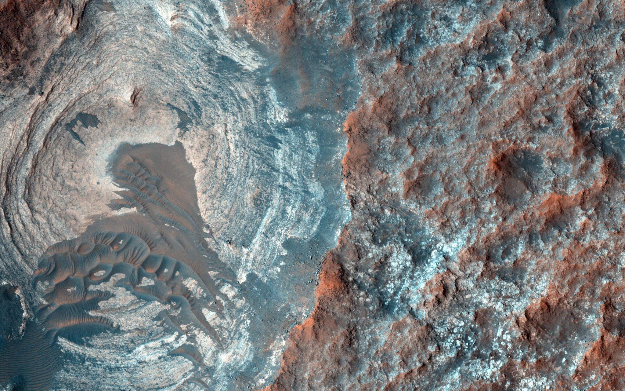 The surface of Mars. 