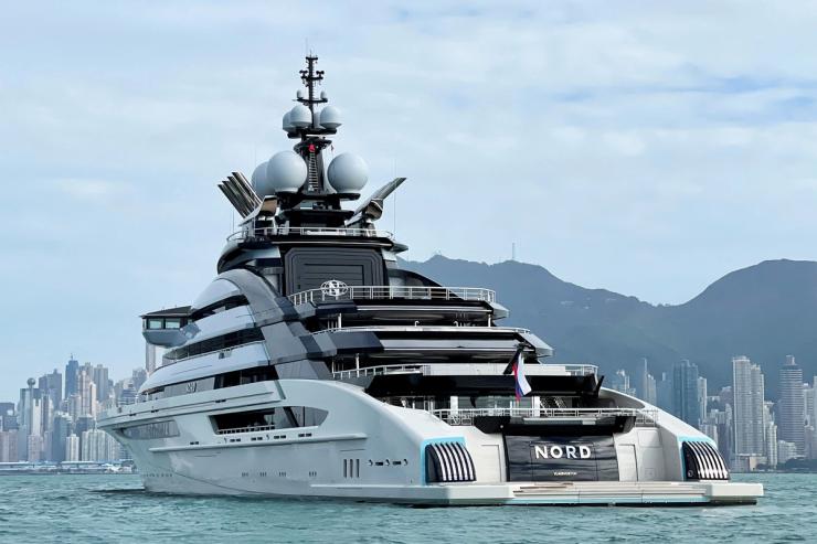 The 465-foot superyacht “Nord”, reportedly owned by sanctioned Russian oligarch Alexei Mordashov is seen in Hong Kong, China, October 20, 2022.
