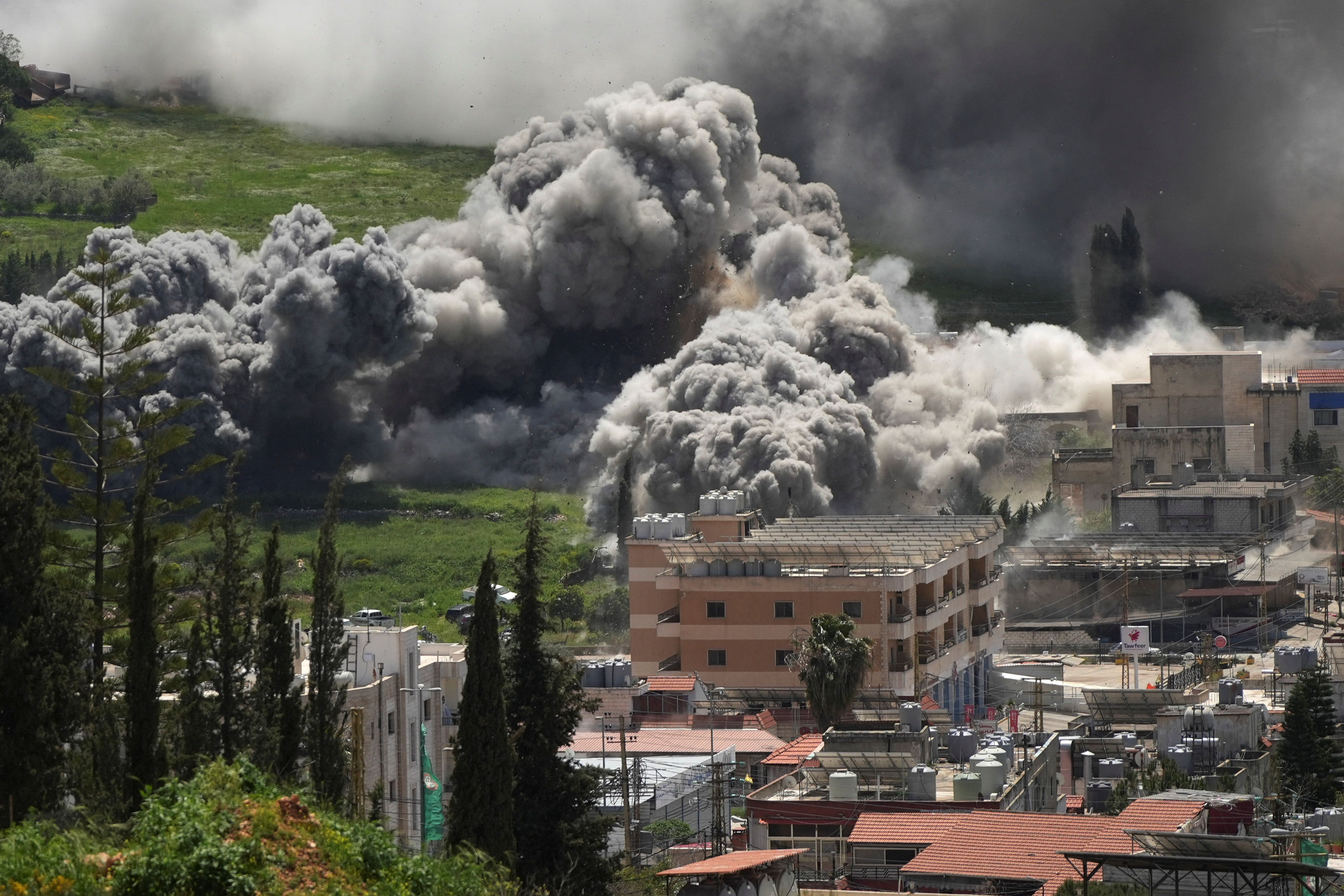Smoke rises following an Israeli strike in Nabatieh, Lebanon