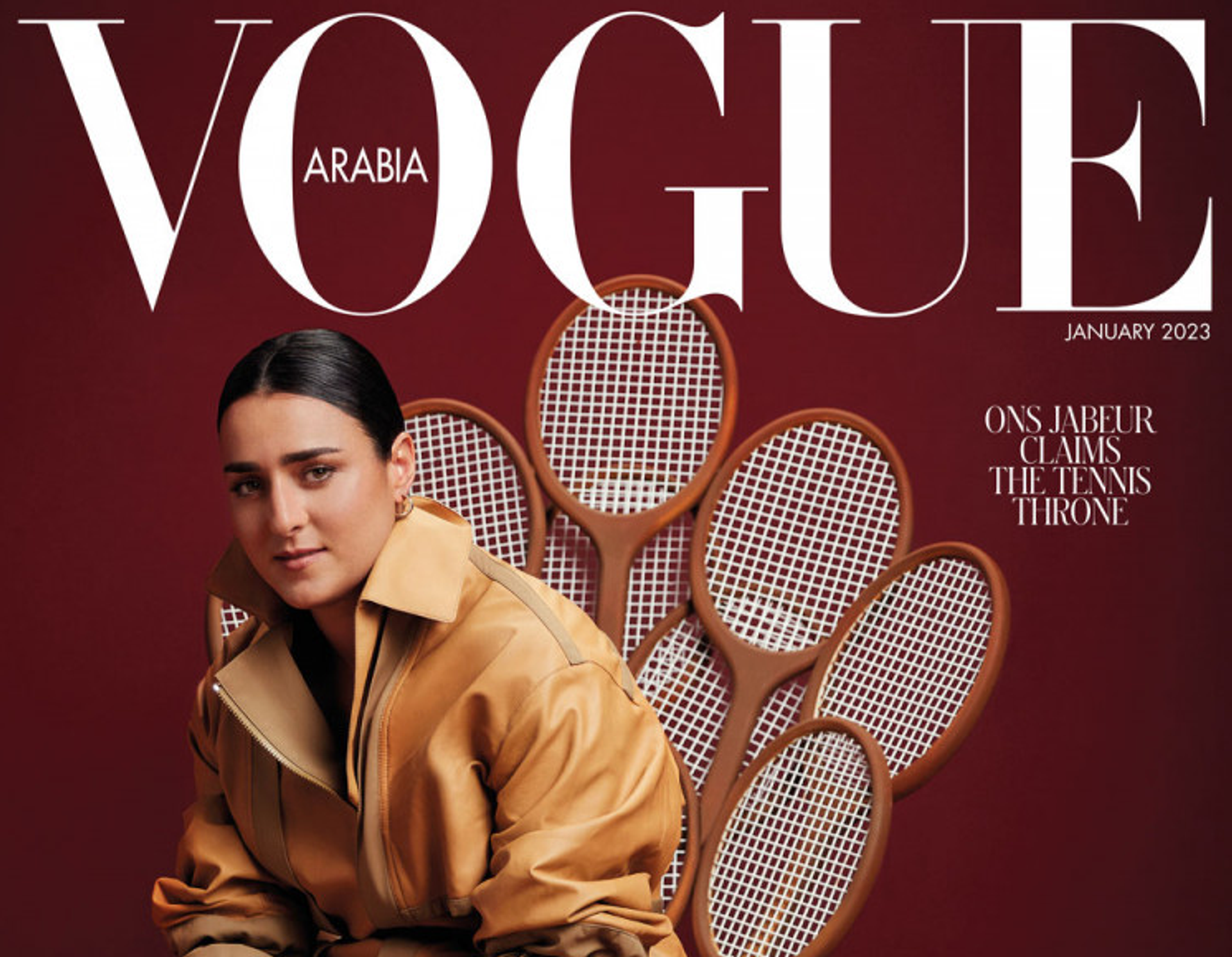 A cover of the magazine Vogue Arabia featuring tennis player Ons Jabeur.