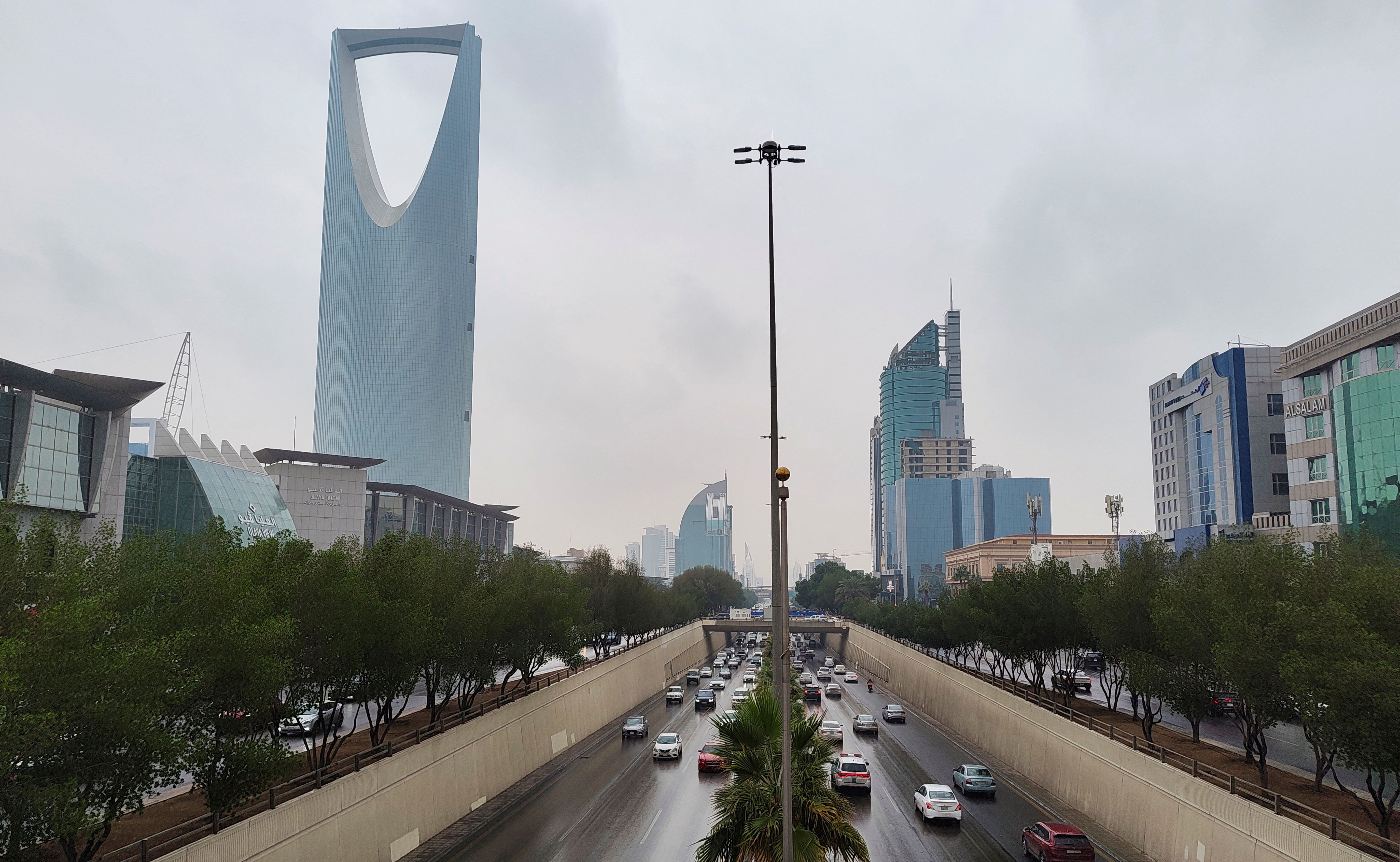 A view of Riyadh in the rain.