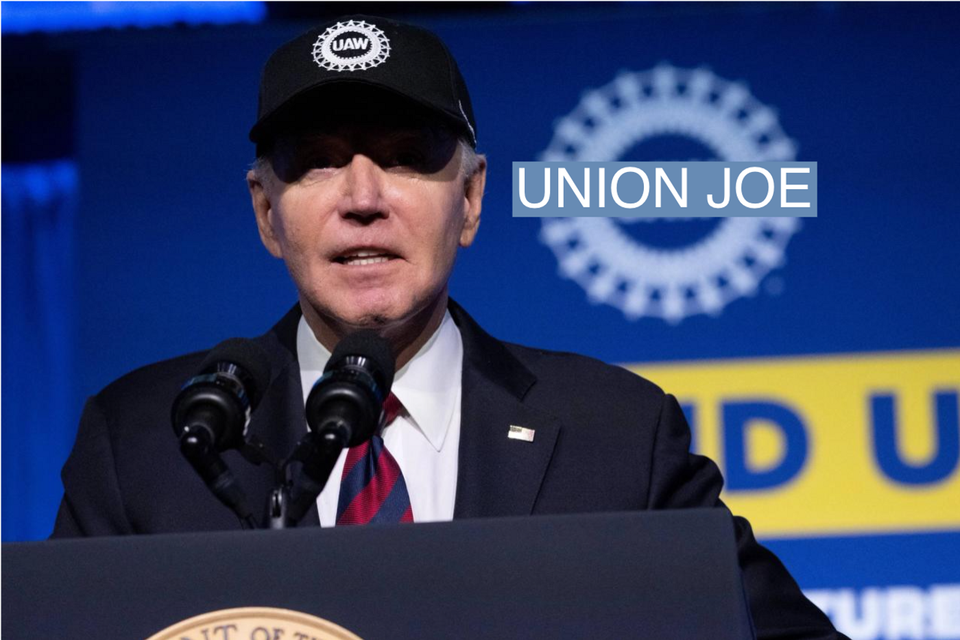 President Joe Biden speaks at the United Auto Workers (UAW) union conference at the Marriott Marquis in Washington, D.C., on Jan. 24, 2024. 