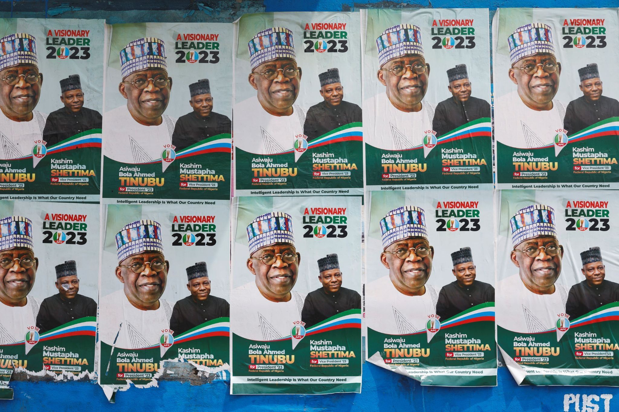 Electoral campaign posters of Nigerian President Bola Tinubu in 2023.