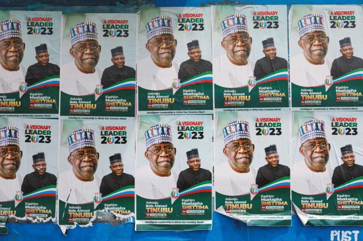 Electoral campaign posters of Nigerian President Bola Tinubu in 2023.