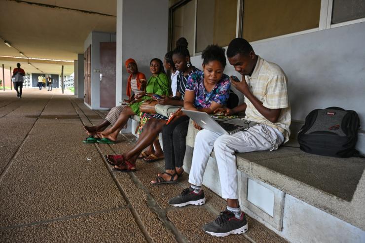 Students attend Felix Houphouet-Boigny University in Abidjan on June 10, 2025.