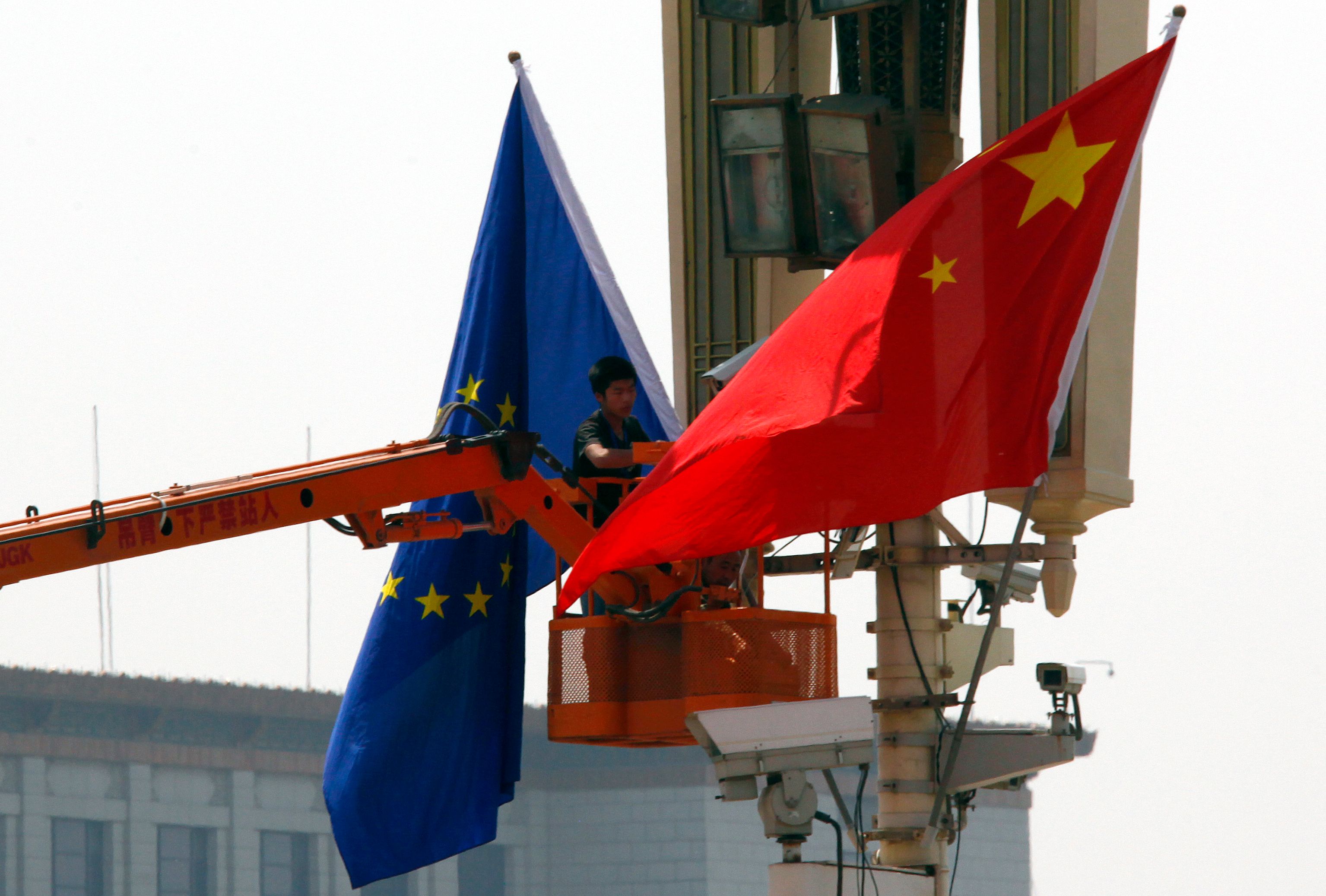 EU and China flags in Beijing