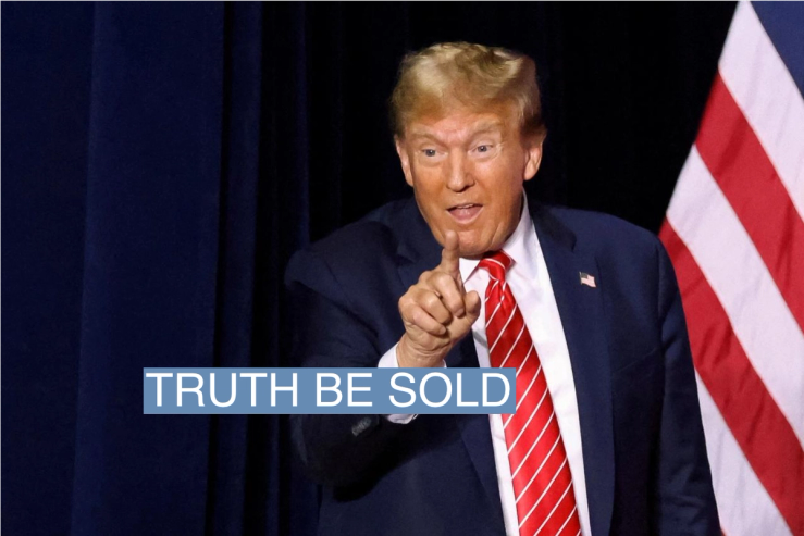 Republican presidential candidate and former U.S. President Donald Trump gestures to supporters during a campaign rally on March 9, 2024, in Rome, Georgia.