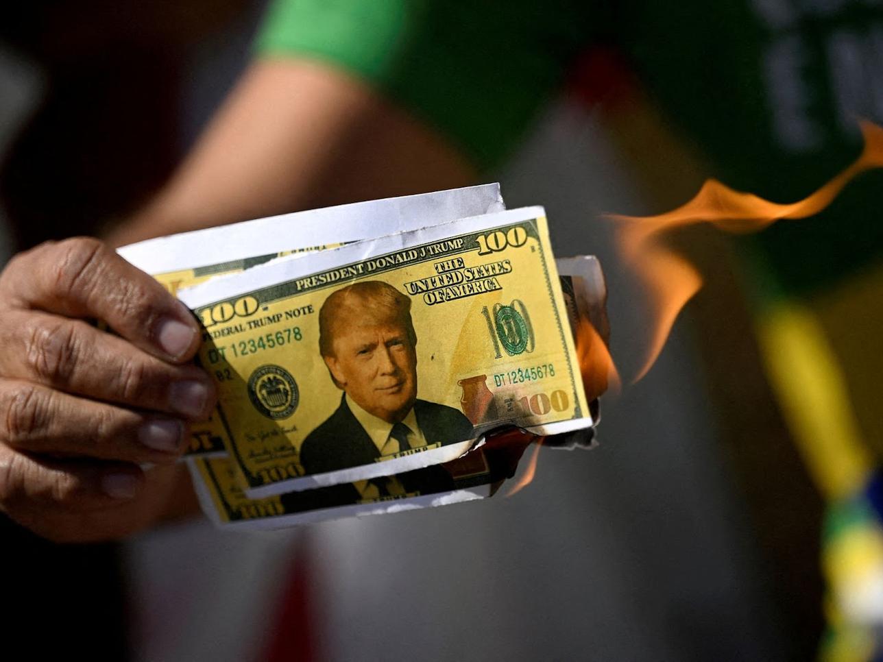 An anti-tariff protest in Brasilia, Brazil