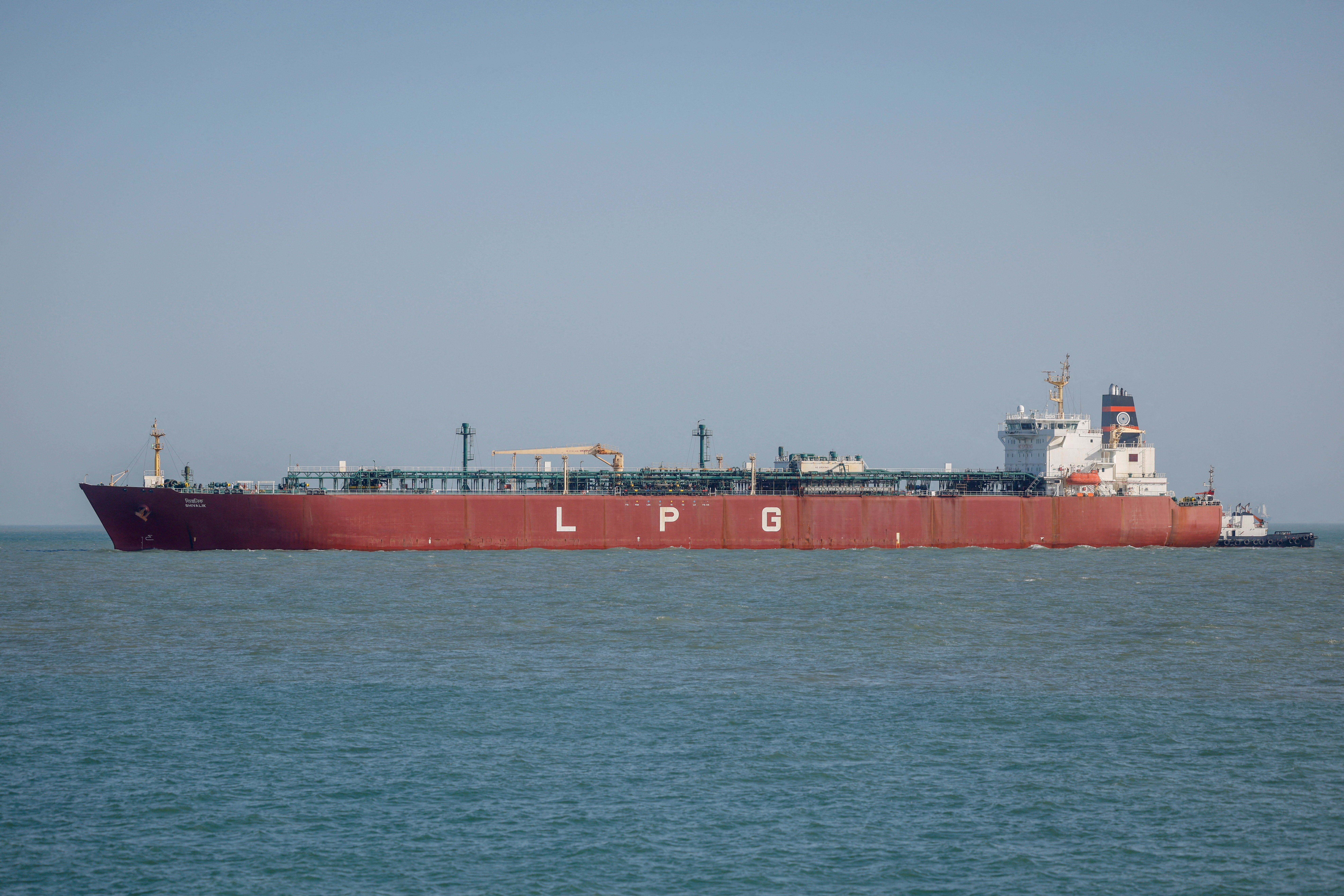 An LPG carrier arrives at Mundra Port via the Strait of Hormuz.